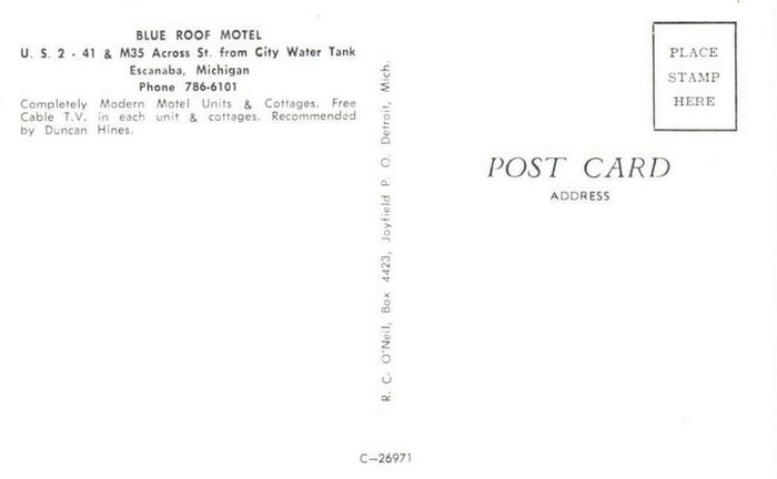 Blue Roof Motel - Old Postcard Photo (newer photo)